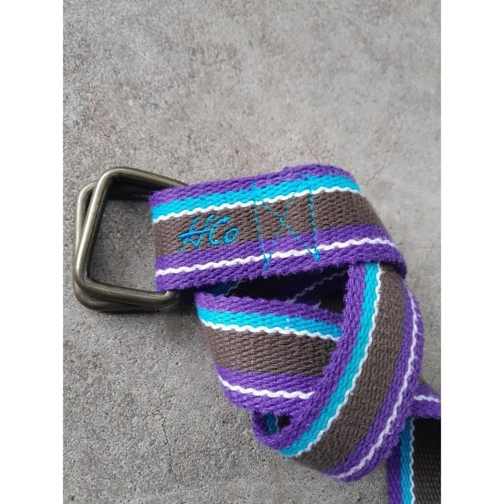 Y2k 2000s Hollister webbed belt unisex adjustable brown white purple blue